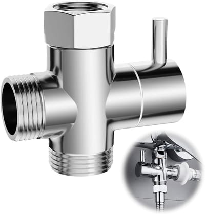 QTTVBTNA – 1 Stuk 3-weg douche omstelventiel G1/2 – messing wateraansluiting adapter met chroomafwerking – doucheschakelaar voor handdouche en douchekop – eenvoudige installatie–geschikt voor badkamer en keuken – duurzame en lekvrije kraanaccessoire