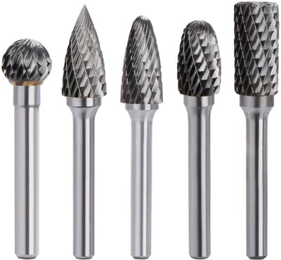 Ynkkvre – Freesbit – 5-delige set 6 mm steel, 10 mm kop – tungstencarbide dubbel snijfrezen – voor houtbewerking, graveren, slijpen en beeldhouwen