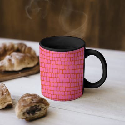 Magische Mok - Foto op Warmte Mokken - Koffiemok - Organisch - Raster - Roze - Magic Mok - Beker - 350 ML - Theemok