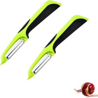 Dunschiller - Aardappelschiller - Roterende dunschiller - Roestvrijstalen mes - Antislip handvat - Geweldig voor het schillen van aardappelen - Wortels en verschillende soorten fruit en groenten - 18,4 * 3CM - 2 stuks