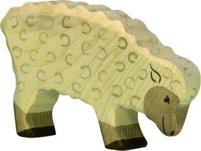 HOLZTIGER Boerderij - Schaap Etend - 11X2X7Cm - Houten Figuur - Handgemaakt
