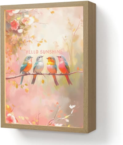 Wandlamp 30x40 cm - Oplaadbaar - Vogels - Tak - Quote - Roze - Wandlampen binnen woonkamer - Slaapkamer lamp - Decoratieve nachtlamp - Vloerlamp draadloos