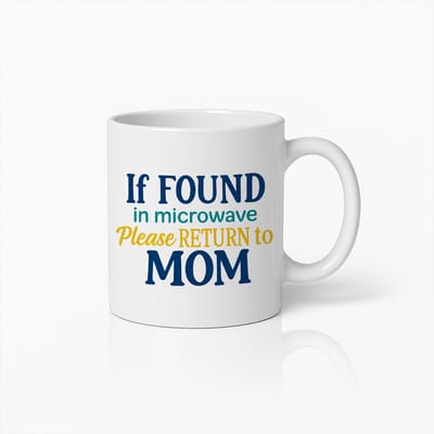 Grappige Mama Mok 330ml – “Als Gevonden in Magnetron Graag Terug naar Mama” – Humoristische Koffiekop Cadeau voor Moeders