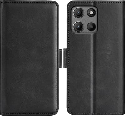 MobyDefend Hoesje - Geschikt voor Motorola Moto G15 / G15 Power / G17 / G17 Power - Luxe Wallet Book Case (Sluiting Zijkant) - Zwart