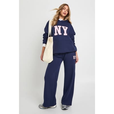 boohoo Dames NY Applique Hoodie Trainingspak | Marineblauw | Maat: XL