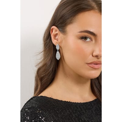 Yours Zilveren Oorbellen Met Diamantjes En Dubbele Druppelsize ONE