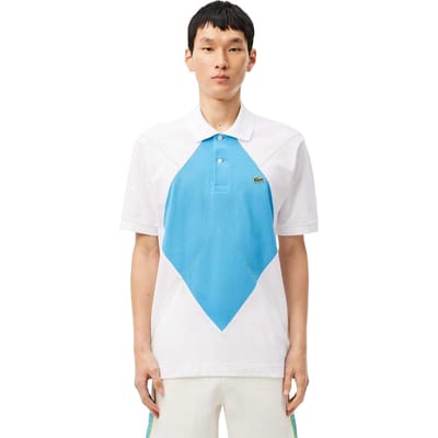 Lacoste Heren L.12.12 Argyle poloshirt met korte mouwen (Wit/blauw)