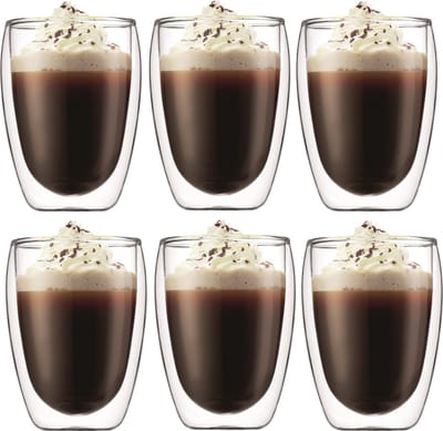 Set van 6 Dubbelwandige Glazen 350ml - Transparant