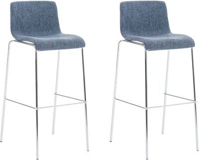 CLP Hover Set van 2 barkrukken - Stof blauw chroom
