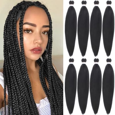 Dailygoods- Haarextensies 8 Verpakkingen - Vooruitgerekt - Yaki-Textuur - Kanekalon Haarvezel - 66 cm - Warmwaterinstelling - Vlechthaar