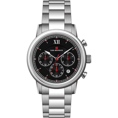 Carl Heinrich Chronograph Quartz 40 mm Staal | G0907-SBLS