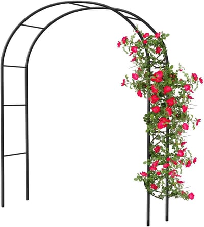 Metalen Rozenboog - Tuinprieel Klimplanten - Tuindecoratie Buiten - Verzinkt Stevig Metaal - 1m Breed 2.2m Hoog - Zwart