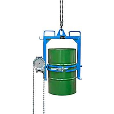 Vatenkantelaar BAUER FD-SK met ketting, staal, B 1020 x D 650 x H 1010 mm, blauw