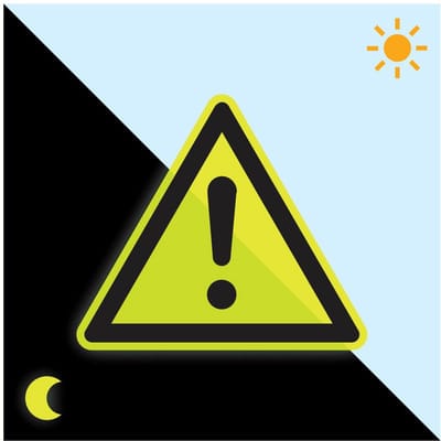 Extra lichtgevend algemeen waarschuwingsbord - kunststof - W001 200 mm