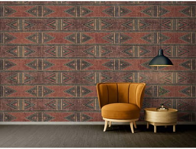 Fotobehang NavajosRed DD116589 A.S. Création Ethnic Origin Rood Zwart Antraciet Vlies 280 x 400 cm (4 Teile) 3D Fotobehang op maat