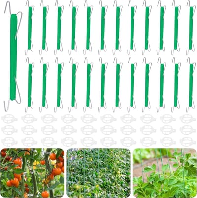 25 Metalen Tomatenhaken met Touw, 30 Plantbeugels en 10m Touw voor Ondersteuning van Tomaten en Komkommers, Ideaal voor Tuinieren en Plantenhulpstukken