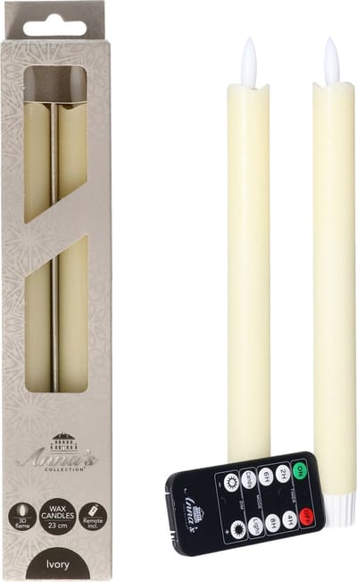 Anna's Collection LED dinerkaarsen - 4x - ivoor - 23 cm - met afstandsbediening