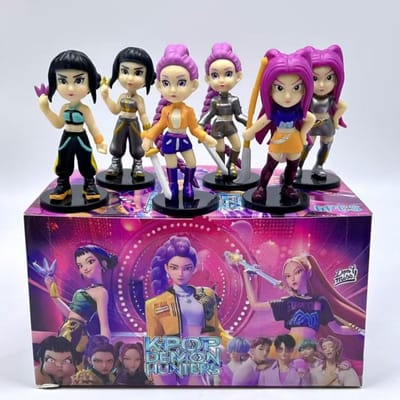 6 pièces/ensemble Mignon Groupe de Chasse aux Sorcières KPOP Série de Figurines Groupe Protagoniste Modèle Pieuvre Poupée Modèle Anime Jeu Décoration de Maison black