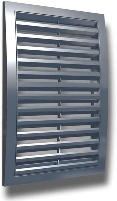 Ventilatierooster Weerbestendig - Afdekrooster Ventilatie - Opening Afdekken - Schuine Lamellen - 350x350mm - Grijs