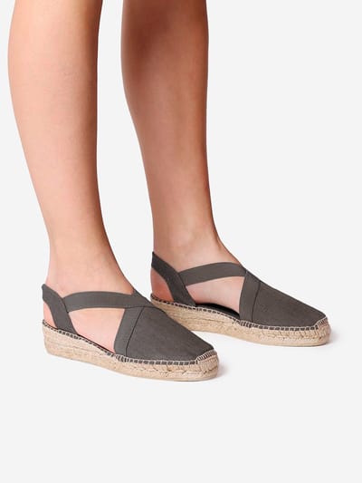 VERONA | Vegan platte espadrilles voor dames met elastiek - KHAKI, 37 jaar