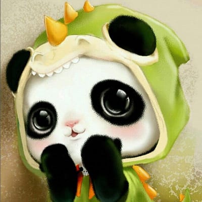 Diamant Panda Baby 5D Diamant Schilderen Volledige Ronde DIY Diamant Borduurwerk Strass Steentjes Afbeeldingen 30X30CM white