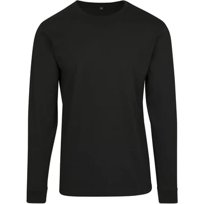 Build Your Brand - Cuffrib Lange Mouwen T-Shirt - Black maat L