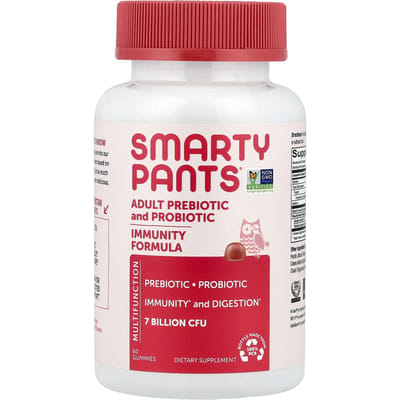 SmartyPants, prebiotica en probiotica voor volwassenen, aardbeienroom smaak, 7 miljard KVE, 60 gummies