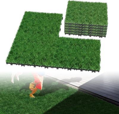 Kunstgras Tegels - Grasmatten Set - Balkon Tuin - Weerbestendig UV-bestendig - 30x30cm 4cm Dik - Groen