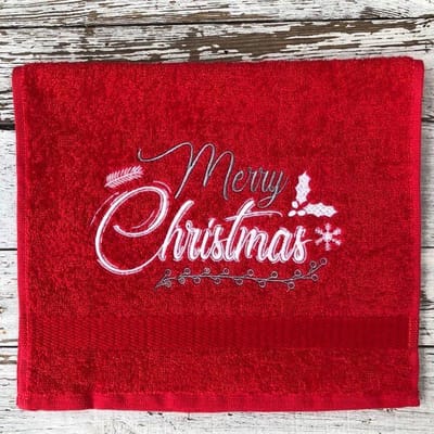 Gastendoekje – Rood – Merry Christmas – Kerst – 50x30 cm – 100% katoen – Lovely Stitches