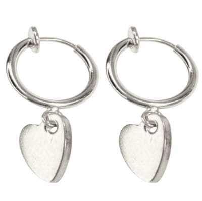 Klem oorbellen -zilverkleurig -hart- geen gaatje- Charme Bijoux