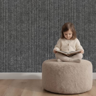 Wandpaneel vilt, lijnenspel, donkergrijs – 2950 x 1200 mm | 9mm dik | Verbetert de akoestiek | Eenvoudige montage | Wanddecoratie