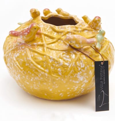 Vaas - Villa Pottery - Decoratie - Woondecoratie - Waterdicht - Porselein - Lieve 1_2 Yellow 9 Birds