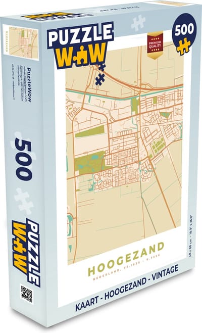 Puzzel Kaart - Hoogezand - Vintage - Legpuzzel - Puzzel 500 stukjes