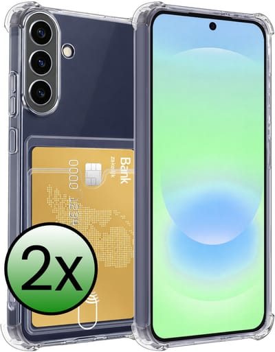 Hoesje 2 Stuks - Geschikt voor Samsung Galaxy A37 - Met Pashouder en Kaarthouder - Telefoon Hoes Shockproof - Siliconen Case - Back Cover - Shock Proof - Pasjes Houder - Transparant