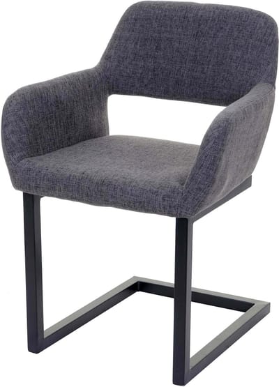 Set van 6 eetkamerstoelen MCW-A50 II, sledestoel keukenstoel retro jaren 50 design ~ stof, grijs