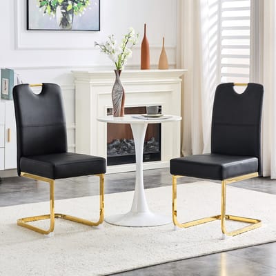 Eetkamerstoelen Set van 2 - Zwarte - Verdikte Eetkamerstoel - Geïntegreerde Pocketvering - Ergonomisch Design - Comfortabele Zitplaats - Zachte Rugleuning - Moderne Stoel - Elegante Eetkamerstoel - Keukenstoel