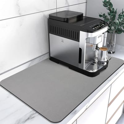 Super Absorbente Droogmat voor Afwas, Ideaal voor Koffiebar Accessoires en Onder Koffiezetapparaat, Waterdicht en Vlekbestendig (Misty Grey, 31"×17")