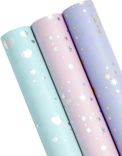 Inpakpapier Rol - Cadeaupapier Minirol - Cadeaus Inpakken - Sparkle Folie Ontwerp - 3 Rollen 43 x 304 cm