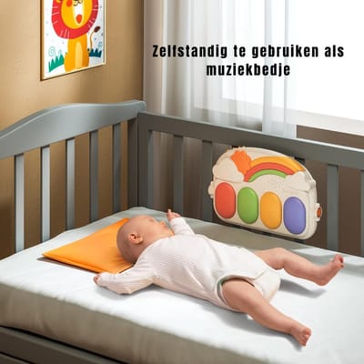 Aura® Speelgoedkleed Baby met Boog - Babygym - Babykleed - 4 Rammelaars - Speelblad - Oranje - ‎ 43cm x 31cm x 15cm; 1.72 kg