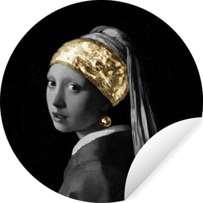 WallCircle® - Behangcirkel 120x120 cm - Muurstickers Meisje met de parel - Vermeer - Kunst - Muurcirkel woonkamer - Wandcirkel slaapkamer - Kamer decoratie zelfklevend - Muurdecoratie accessoires XXL