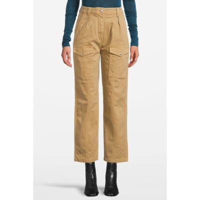 PINKO Accampare Pantalone Gabardina Coriander Beige Size: 42 | Cargo Pants Outlet | Dames | Bruin