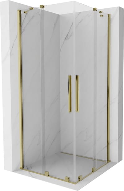 Mexen Velar Duo schuifbare douchecabine 80 x 80 , transparant, goud - 871-080-080-02-50