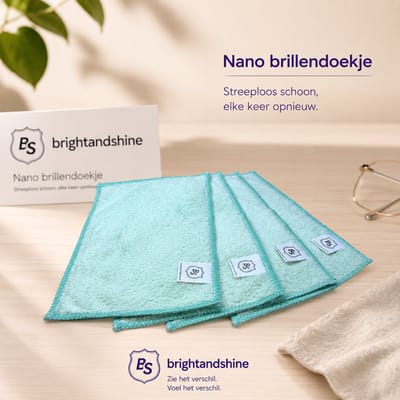 4x Nano brillendoekjes groen Brightandshine - brilreiniging - Nano reiniging - brillendoek - nanodoek