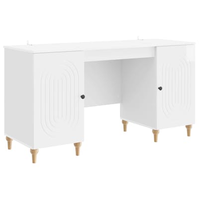 vidaXL - Bureau - Glanzend - Wit - 142,5 - x - 50 - x - 75 - cm - Bewerkt - hout