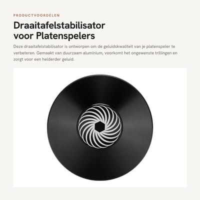 Dailygoods- Platenspelerklem Aluminium - Vermindert Trillingen - Verbetert Geluidskwaliteit - Diameter 79 mm - Hoogte 33 mm - Antislip Microfiber Onderzijde - Platenklem