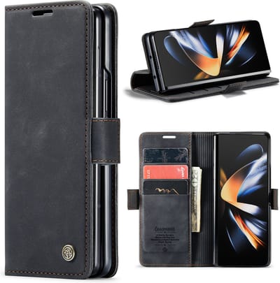 Casemania Hoesje Geschikt voor Samsung Galaxy Z Fold 5 - Charcoal Gray - Portemonnee Book Case