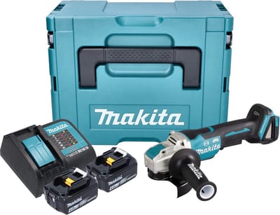 Makita DGA 520 SGJX1 accu haakse slijper 18 V 125 mm X-LOCK Brushless + 2x accu 6.0 Ah + lader + Makpac