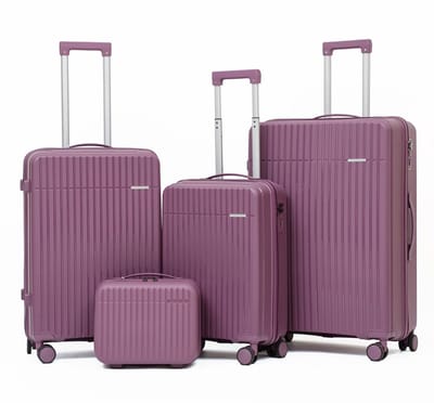 Casamayra Luxe Kofferset 3-Delig Incl. Underseat Koffer - Lichtgewicht Hardcase - Ingebouwd Cijferslot - 360° Wielen - Purple