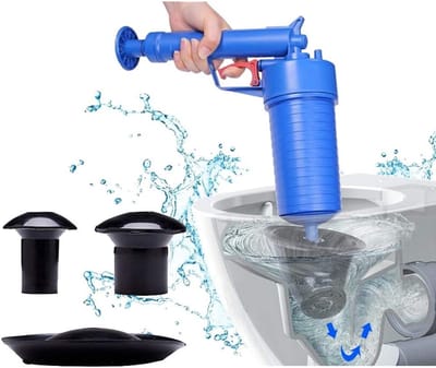Toiletontstopper met Gecomprimeerde Lucht, Afvoerreiniger met Handvat en 4 Opzetstukken voor Badkamer en Keuken, Effectieve Ontstopper voor Verstopte Toiletten en Afvoeren