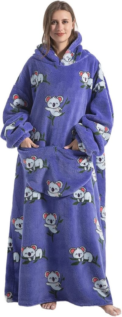 Ultra Zachte Hoodiedeken met Mouwen - Draagbare Deken voor Warmte en Comfort
